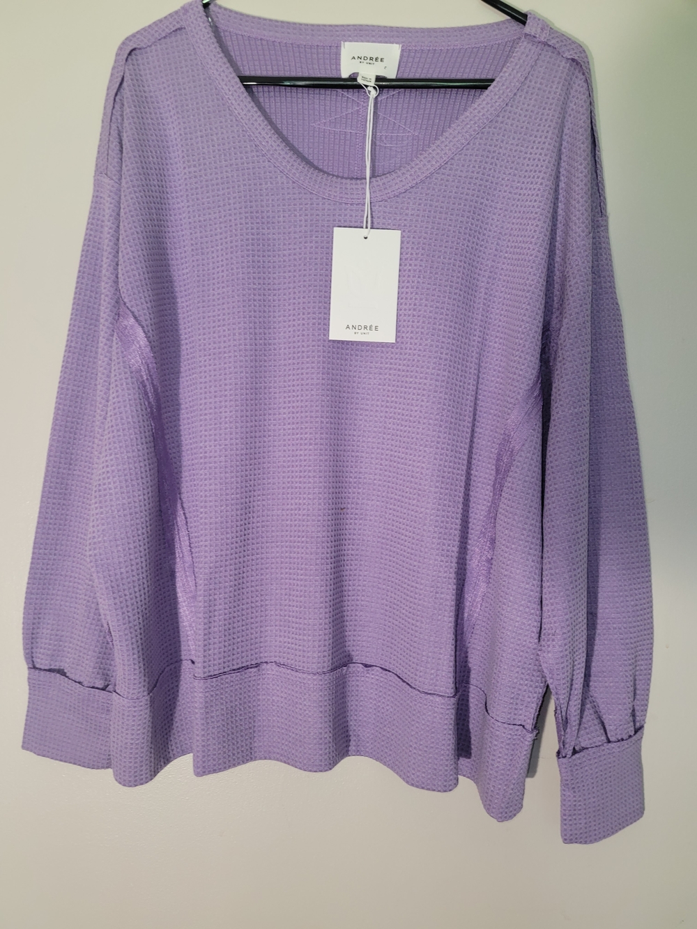 ANDREE BY UNIT Lavender Waffle Knit Long Sleeve Top